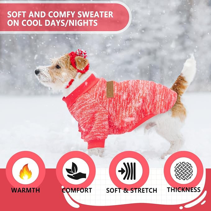 2 Pieces Dog Sweaters for Small Dogs Fall Puppy Clothes Female Winter Fleece Puppy Sweaters Warm Thick Outfit Pet Small Dog Clothes for Boy Girl Dogs Yorkie, Chihuahua, Bulldog, Dachshund,Pug, Medium