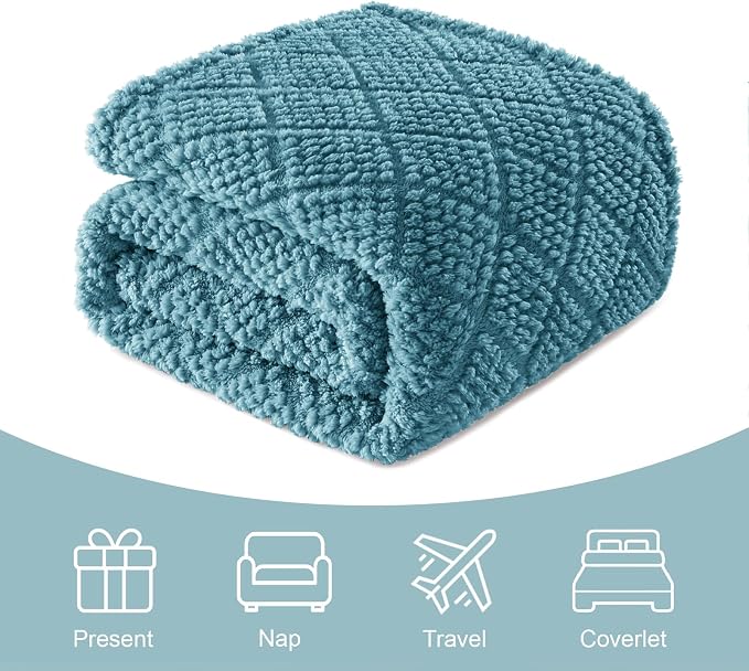 Whale Flotilla Soft Fleece King Size Blanket for Bed, Slate Blue | Jacquard Waffle Blankets for Home Decor, Lightweight and Cozy, All Season Suitable, 90x104 Inch