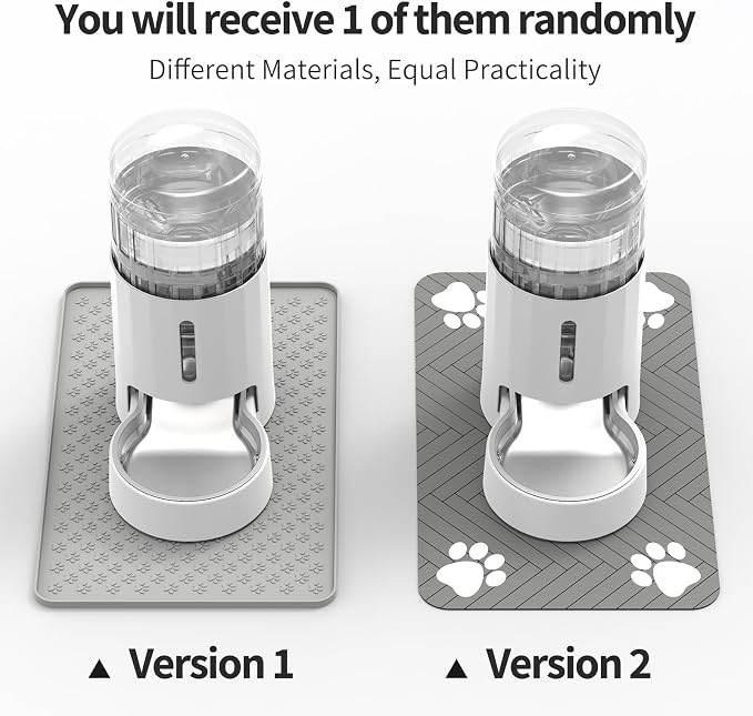 JUNSPOW Cat Water Dispenser with Placemat & Stainless Steel Bowl (4L White) | Automatic Gravity Water Dispenser for Cats or Small Medium Size Dogs, Large Capacity, Easy to Clean