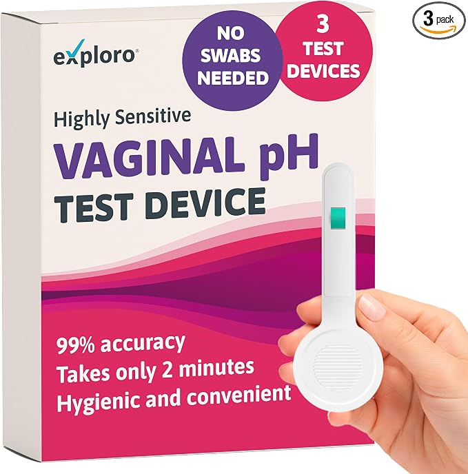 Exploro Vaginal pH Test Strips for Women, At-Home pH Balance Test, Accurate & Easy-to-Read Vaginal pH Strips for Feminine Health, Clinically Tested, 3 Count