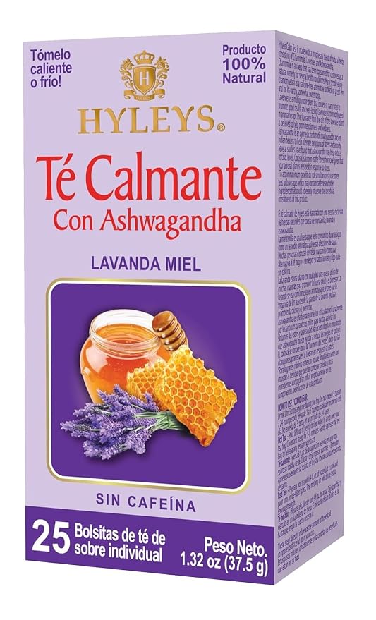 HYLEYS Calm Tea with Ashwagandha, Lavender and Honey, 150 Individually Wrapped Tea Bags (6 Pack of 25) - Caffeine Free Sleep Tea - Gluten Free Vegan & Plant Based