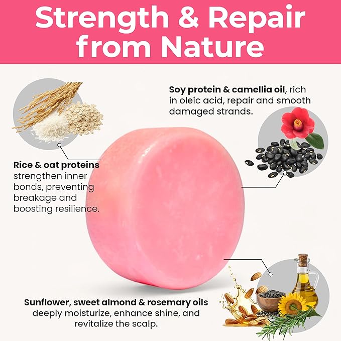 Camellia Hair Treatment Bar 3 Pack Set, Strengthening & Bond Repair Hair Treatment Bar for Damaged, Dry & Thinning Hair – For All Hair Types – K-Beauty Vegan, Sulfate-Free, Plastic-Free