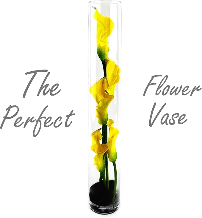 CYS Excel Clear Glass Cylinder Vase (H:28" D:4") | Multiple Size Choices Glass Flower Vase Centerpieces | Hurricane Floating Candle Holder Vase