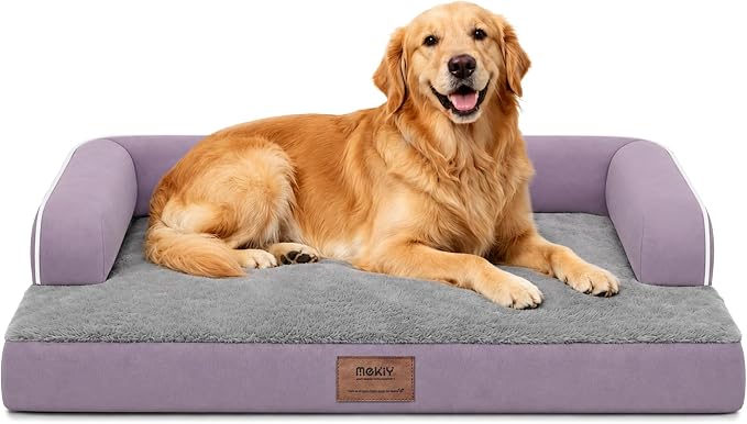 Orthopedic Washable Dog Bed with Bolster for Medium to Large Dogs | Pillow Support for Neck Relief, Egg Crate Foam, Waterproof Liner, Anti-Slip Bottom, Removable Bolster Cover, 36 x 27 Inch