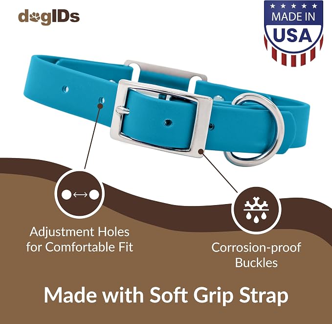 dogIDs Personalized Dog Collar – ScruffTag Custom Waterproof Biothane Dog Collar with Laser-Engraved Name, Durable & Odor-Resistant – USA Made | Tropical, 1 in x 18 in (Fits Neck Sizes 16-20 in)