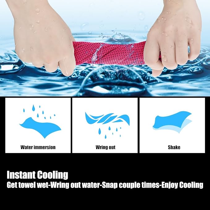 Cooling Towel (Pack of 20, 40"x12") with Pouches for Sports, Workout, Fitness, Gym, Yoga, Golf, Pilates, Travel, Camping & More
