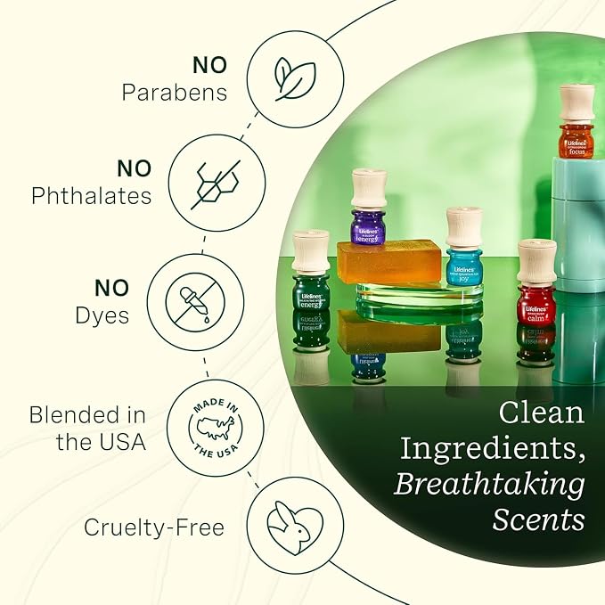 Lifelines Essential Oil Blends, 4-Pack - Blended Essential Oils with Precision Pump for Aromatherapy Diffusers - Long-Lasting Scented Fragrance - Crisp Mountain Air (Joy, Calm, Focus & Energy)