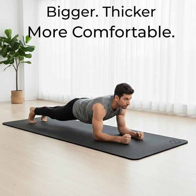 Tatago Extra Thick Yoga Mat Wide & XL-Our 10mm Extra Large Yoga Mat Thick Extra Wide And Long For Total Joint Cushioning. A Large Exercise Mat Thick And Perfect For Home Workout Pilates Or Studio.