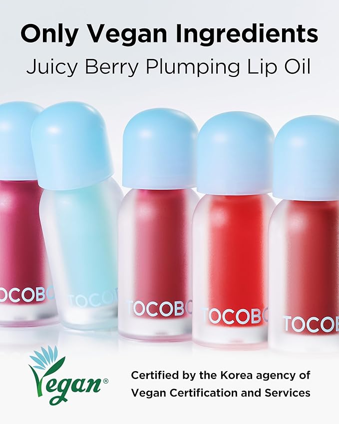 TOCOBO Juicy Berry Plumping Lip Oil 02 Berry Brandy – Korean Vegan Hydrating Lip Oil with Plant Oils for High Shine Gloss - Non Sticky Formula for All Skin Tones, 0.12 fl.oz.