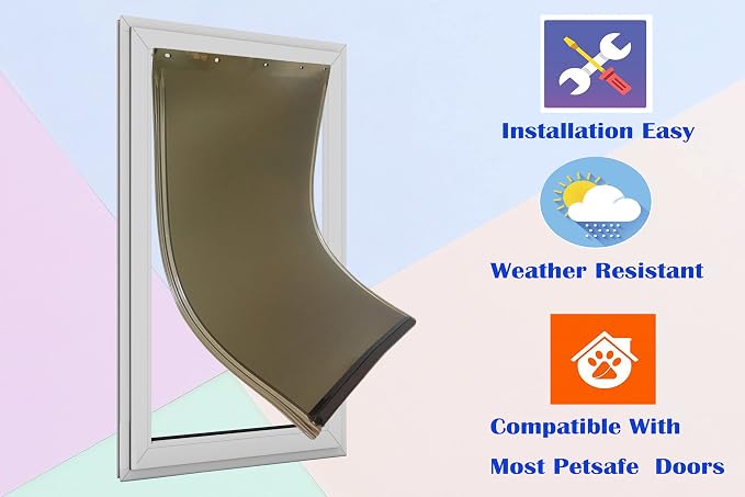 Large Dog Door Replacement Flap Compatible with PetSafe Freedom Pet Door PAC11-11039,Weather Resistant Materials,Measures 10 1/8" x 16 7/8"
