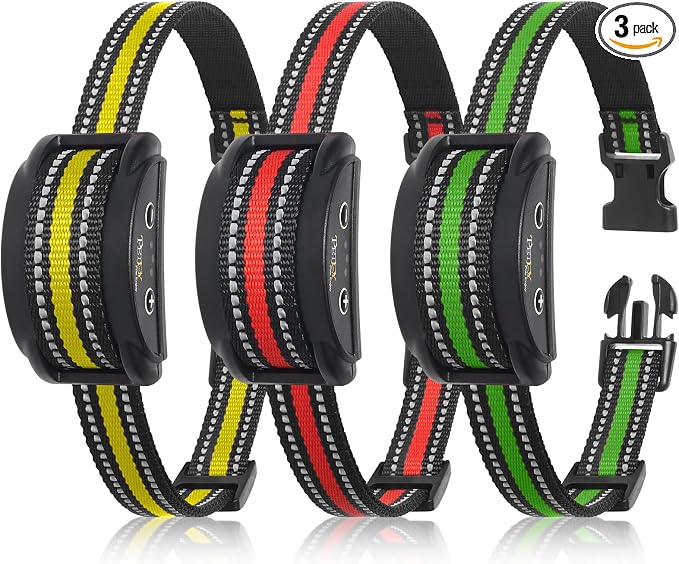 PetJoy Dog Bark Collar 3 Pack, Barking Collars with 5 Adjustable Levels of Sensitivity, Smart Automatic Bark Collar with 7-Stage Escalating Beep-to-Shock Correction