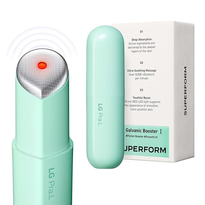 LG Pra.L Superform Galvanic Booster Aqua Mint, 1min booster for ageless skin, anti-aging and firming pocket booster, Korean skincare, glow on the go, Serum booster device, Gift, Stocking Stuffers