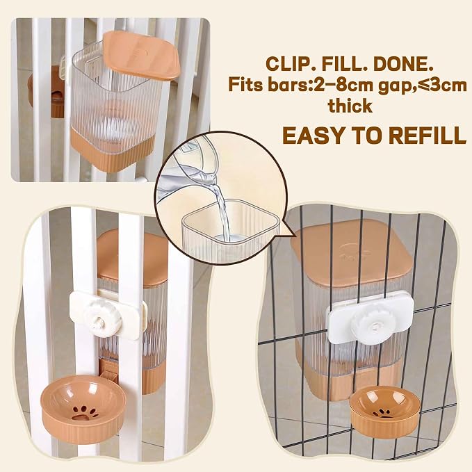 Small Pet Automatic Water Dispenser 1.6L - High-Temp Resistant, Detachable Easy to Clean, Non-Spill Auto Water Level | Food Grade Cage Mountable Feeder for Rabbit, Cat, Guinea Pig, Call Duck, Puppy