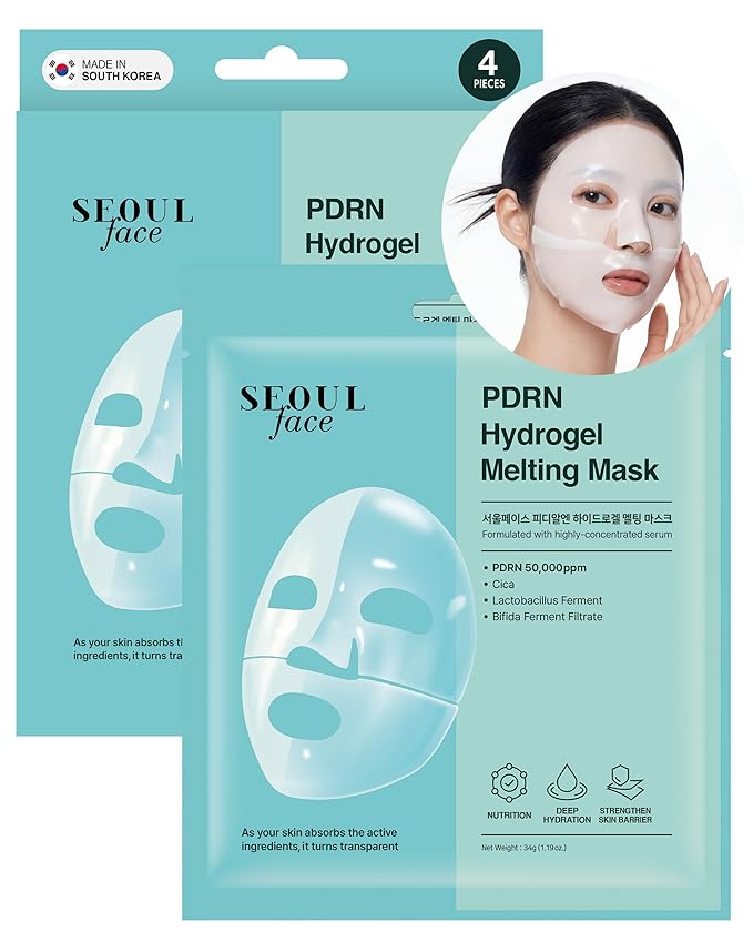 DERMAL Seoul Face PDRN Hydrogel Melting Mask (4 Pack) - 5% Salmon DNA Overnight Regeneration Facial Mask - Skin Barrier Repair & Calming Ritual with Cica & Probiotics - K-Beauty