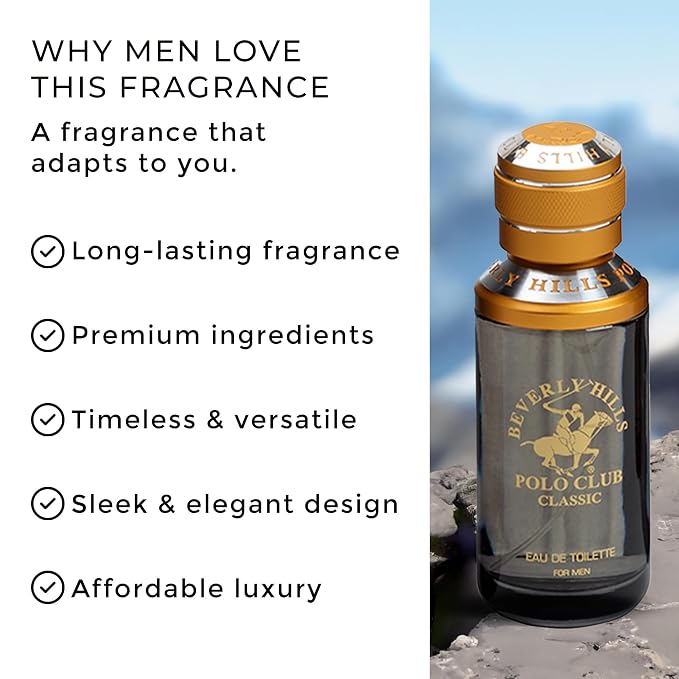 Beverly Hills Polo Club Eau De Toilette Spray - ‘Classic’ Cologne for Men Eau De Toilette - Fresh, Woody Fragrance for Men 3.40fl.oz / 100ml