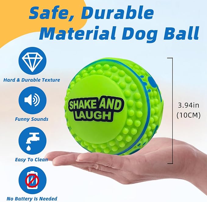 Spiky Interactive Dog Toys Ball, L, 3.94 in (10 cm) | Shaking with Gibbering Sound, Training, Teeth Cleaning, Herding, Straight