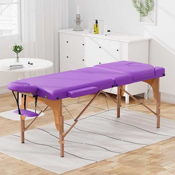 BestMassage Massage Bed Portable Massage Table 77" L 28" W Lash Bed Height Adjustable 3 Folding PU Leather with Oxford Bag for Spa Footmassage Facial CareSpa Tattoo