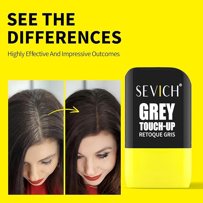 SEVICH Grey Hair Touch-Up Stick & Hairline Powder Combo, Root Concealer for Gray Hair Coverage, Waterproof & Smudge-Proof Formula for Instant Root Touch Up and Sparse Hairline Filler (Dark brown)