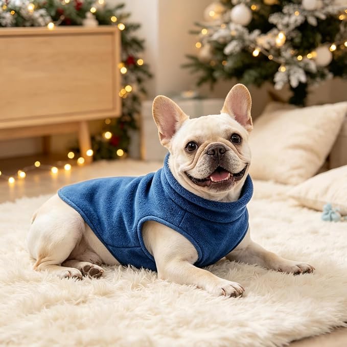 Idepet Dog Fleece Vest Sweater Zip Up Warm Pullover Dogs Jacket with D-Ring Leash Winter Cold Weater Coat Pet Sweatershirt Clothes Hoodie for Small Medium Dogs Boy Girl (Navy Blue, XL)