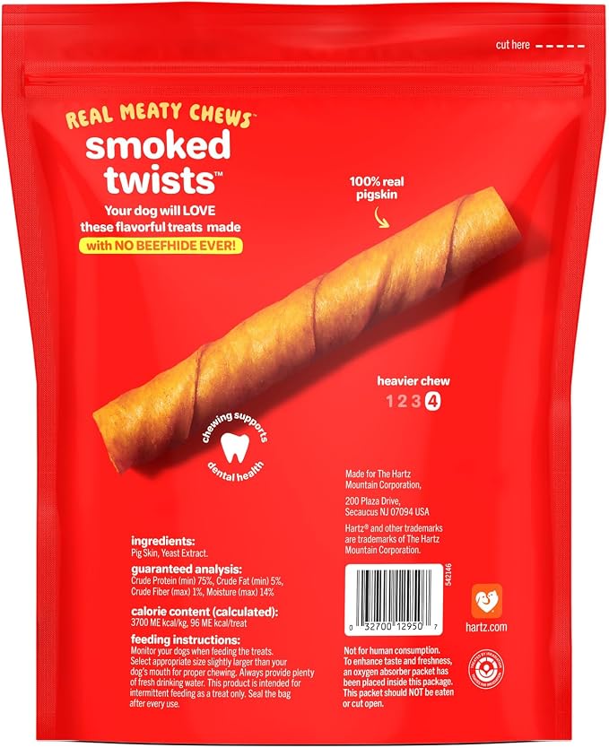 Oinkies Porkalicious Smoked Pig Skin Twists Dog Treats, 40 Count