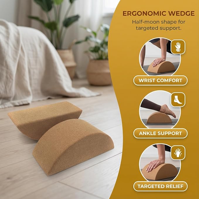 VOSAREA Cork Yoga Block High Density Yoga Brick for Balance Stretching Pilates Hot Meditation Non Slip Support for Core Workouts 9.44 X 3.93 X 3.34 in 1 Pack