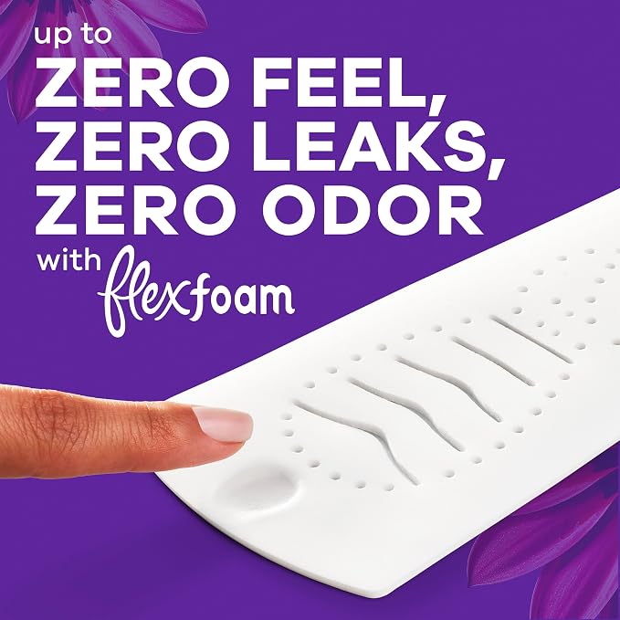 Always Radiant Feminine Pads for Women, Flexfoam Pads with Wings, Size 5, Extra Heavy Overnight Absorbency, Lightly Scented, 26 Count