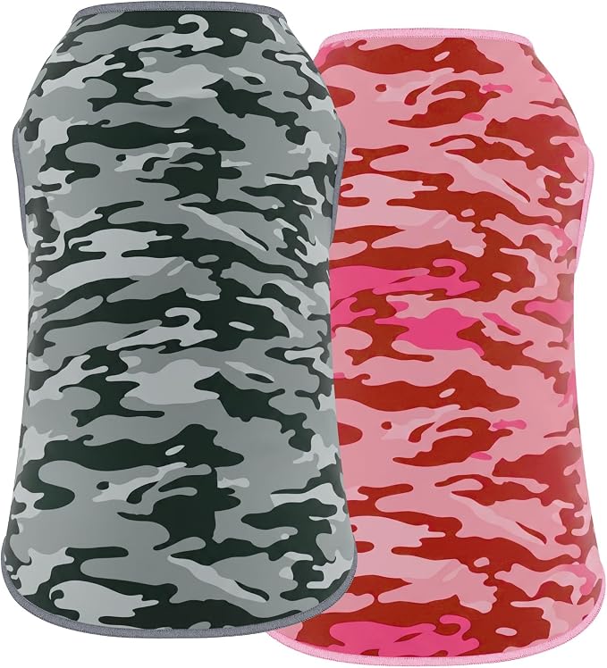 YUDODO 2 Pack Dog Shirts, Lightweight Stretchy Dog Tank Tops, Soft Pet Vest | Skin-Friendly, Breathable, Sleeveless, All Season Dog Clothes, For Small Medium Dogs, Pink+Gray, L