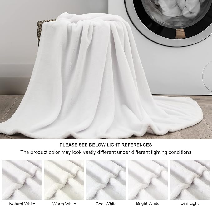 BEDELITE Fleece Blanket Soft Plush Throw for Couch White 50"x60" | Ultra Soft Fleece, Plush Microfiber, Lightweight Warmth, All Season Comfort, Fade Resistant, Machine Washable, Couch Sofa Bed