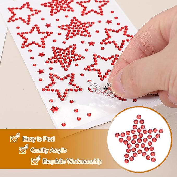 PATIKIL 6Sheets Star Face Gems, Self Adhesive Hair Gems Stickers Face Stickers for Women Eye Hair Body Festival Makeup Rave Accessories, Purple
