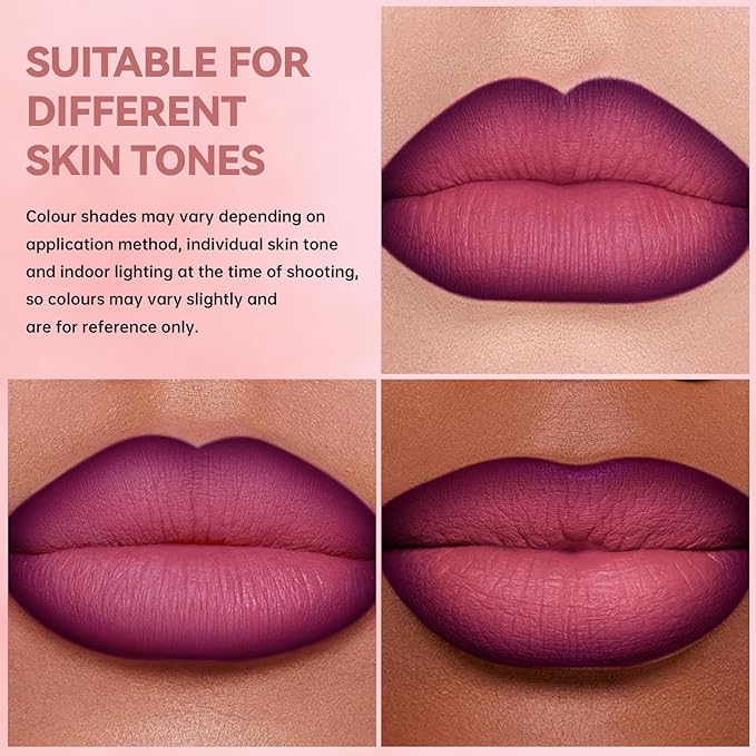 Lip Liner Gloss Lip Combo Set, 2 in 1 Lip Duo Plum Lip Liner Lipstick Matte Velvet Nude Berry Tinted Gloss Lip Kit, Smooth Quick Fuller Plumping Lip Makeup for Women02#Matte Berry