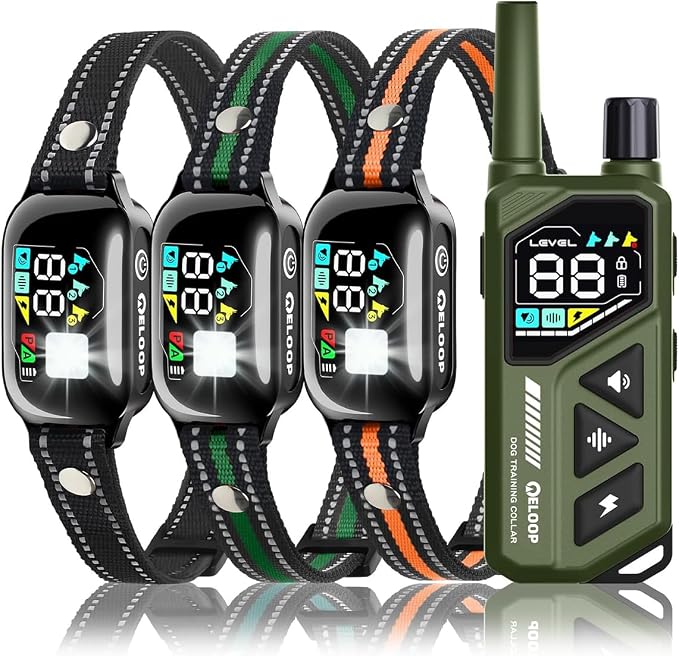 Dog Shock Collar for 3 Dogs - AI Smart Electric Anti-Barking Training Collar with Remote, 3300FT Range & IPX7 Waterproof, No False Trigger E-Collar for Small Medium Large Breeds