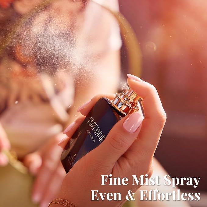 PUREAMOR Pheromone Perfume for Women, Amber Noir Extrait de Parfum Spray – Bold Gourmand Scent with Roasted Coffee, Amber & Vanilla, Long Lasting Fragrance, 1.0 oz / 30 ml
