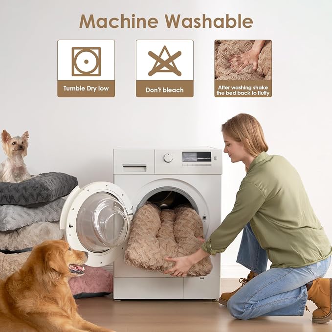 EHEYCIGA Washable XL Dog Beds Large Sized Dog, 44x32 Inch Pet Bed, Camel | Plush and Comfy Kennel Pad, Soft Dog Crate Mat, Deluxe Pet Sleeping Mat, Large Bed for Dog Up to 85 lbs