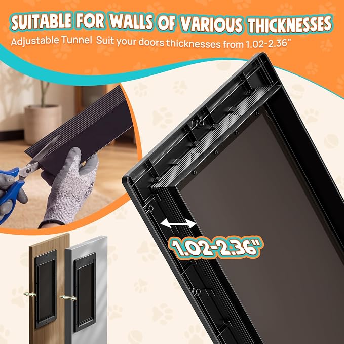 3-Flaps Medium Dog Door for Door, Pets Up to 45 lb | Durable Plastic Frame, Insulated Flap, Closing Panel, Block Wind & Snow, Easy Install for Interior & Exterior Doors