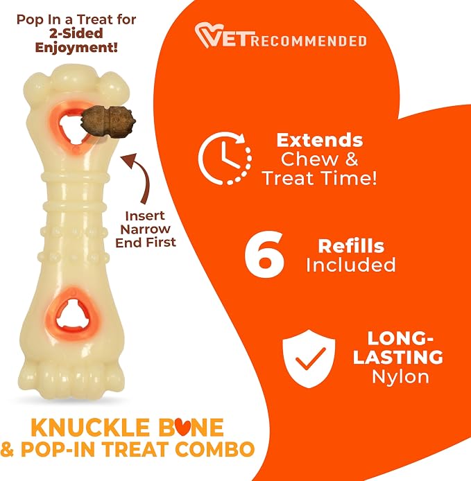 Nylabone Power Chew Knuckle Bone & Pop-In Dog Treat Toy, Large