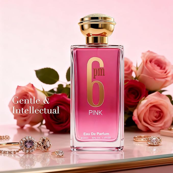 A CENTER 6pm Pink Women's Cologne-Style Perfume | 100ml Soft Floral Eau de Parfum | Gentle Musk & Woody Scent Gift for Her