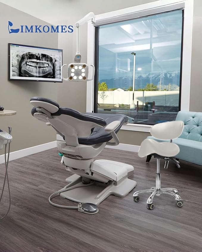 Saddle Stool with Wheels,3-Way Function Rolling Stool with Back Support,Ergonomic Stool Saddle Stool for Hair Stylist for Dentist Salon Tattoo(White)