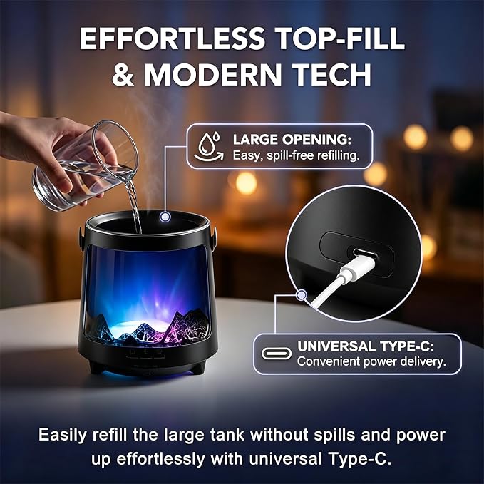 Essential Oil Diffuser, Jellyfish Aroma Diffuser Portable Aurora Flame Diffuser, 300ml Ultrasonic Cold Mist Humidifier, wimer and Auto-Off Function, Suitable for Home and Room (Black)