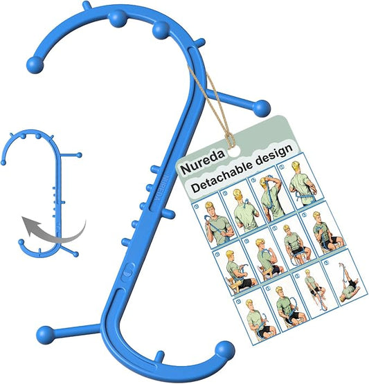 Detachable Trigger Point Massage Cane, Button-Release Design Massage Hook for Back, Neck & Shoulder Pain Relief, Pressure Point Massage Tool for Muscle Recovery (Medium, Blue)