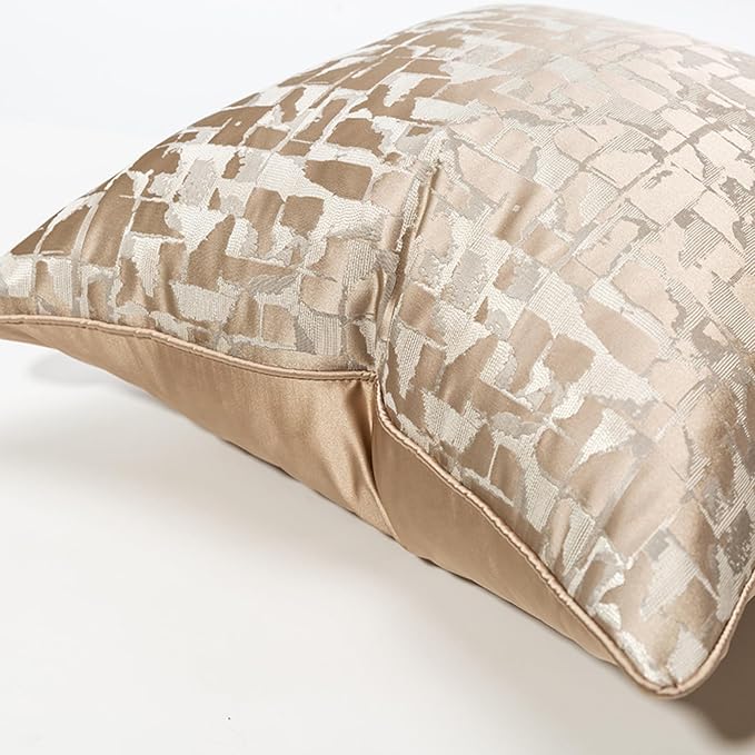vctops Gold Decorative Luxurious Throw Pillow Covers Jacquard Square Cushion Cases Pillowcase for Bed Sofa Couch Chair Car Home Decor (Brown A,18"x18")