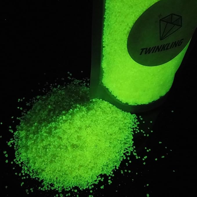 TWINKLING Glow in The Dark Crushed Glass, Broken Glass Glitter, Glow in The Dark Stones Gems Chips for DIY Resin Art Epoxy Crafts, Nail Art, Jewelry Making, Geode Painting, 0.85mm(100g) (Gold Yellow)
