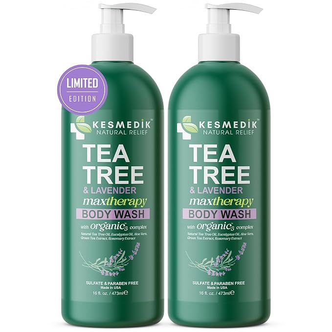 Tea Tree Lavender Body Wash MaxTherapy, Itchy Skin Relief, Antifungal Defense, Fights Body Odor, Soothes Jock Itch & Athlete's Foot, Intimate Wash, Men & Women, 2-Pack, Limited Edition