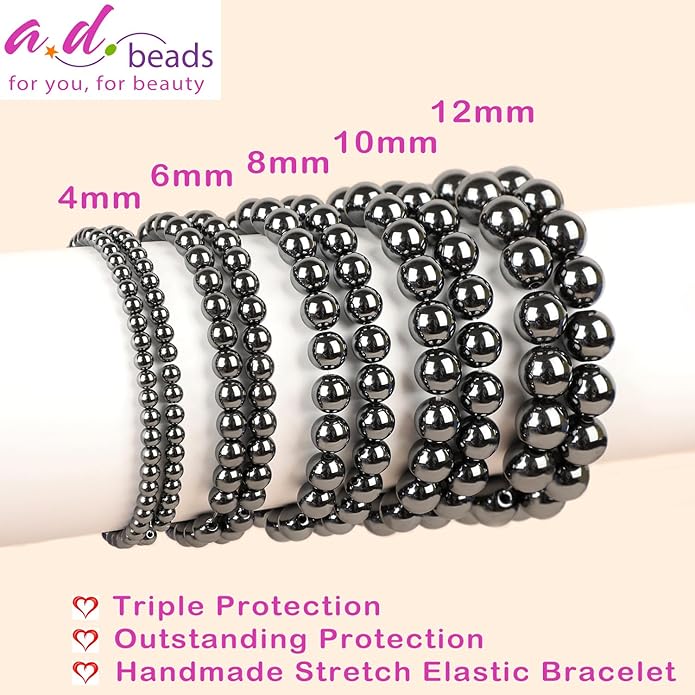 AD Beads Handmade Gemstone Stretch Elastic Bracelet Crystal Healing Reiki Nature's Beauty and Spiritual Essence Unisex