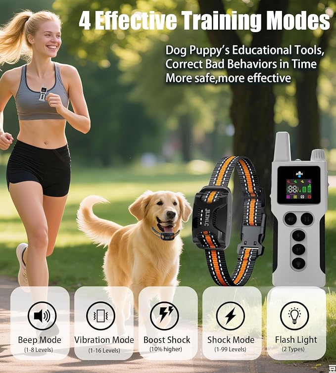 Dog Training Collar with Remote 4200FT 3 Dogs - Shock Collar for Barking Control, 4 Modes(Beep/Vibe/Static), IPX7 Waterproof for Swimming, 30-Day Rechargeable Battery, Adjustable for Small to XL Dogs