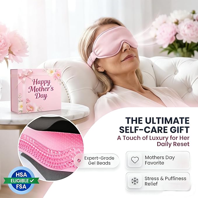 Mothers Day Gifts for Women, Ice Eye Pack for Self Care Gifts, Cooling Eye Gel Sleep Mask for Puffy Eyes - Fsa Eligible Items Hsa, Perfect Birthday Gifts for Mom (Pink)