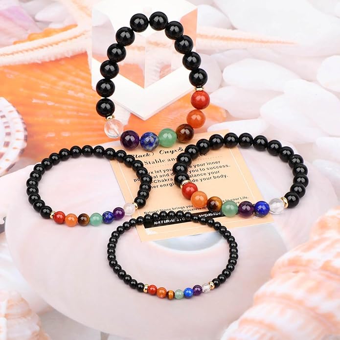 AD Beads Handmade Gemstone Stretch Elastic Bracelet Crystal Healing Reiki Nature's Beauty and Spiritual Essence Unisex