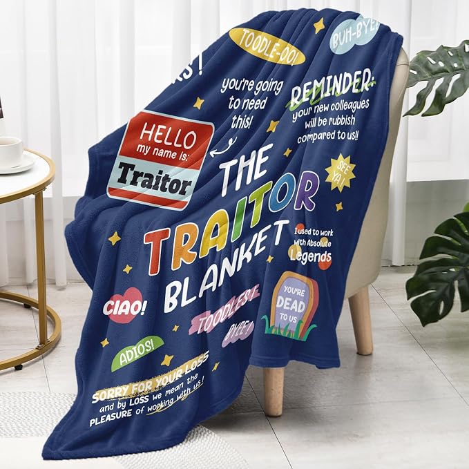 Farewell Gifts for Coworkers, Coworker Leaving Gifts for Women, Men | Deep Blue Traitor Blanket 60" X 50", Goodbye&Going Away Gifts for Coworkers, Work Besties, Leaving Gift for Employee Boss