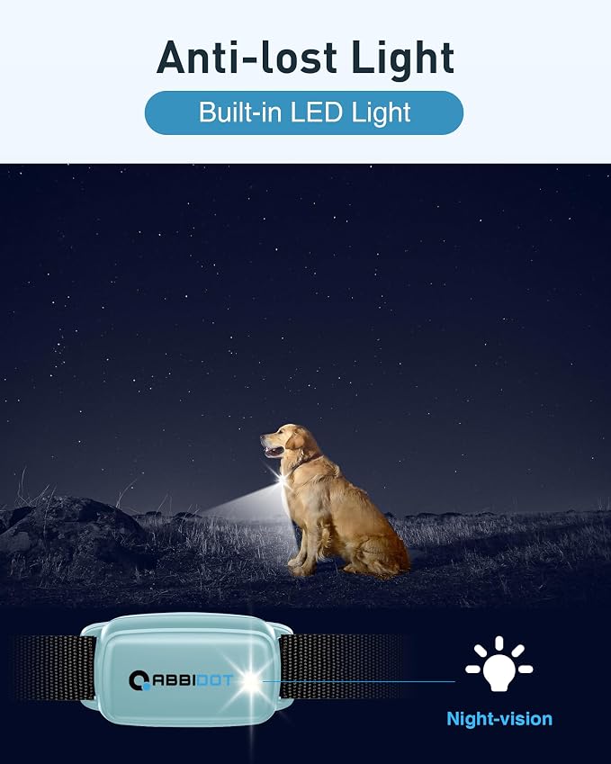 ABBIDOT Shock Collar for 2 Dogs, 3300 FT Dog Training Collar with Remote, IPX7 Waterproof with 4 Training Modes and Night Light, Rechargeable E-Collar for All Breeds (15-120 lbs),Blue Black