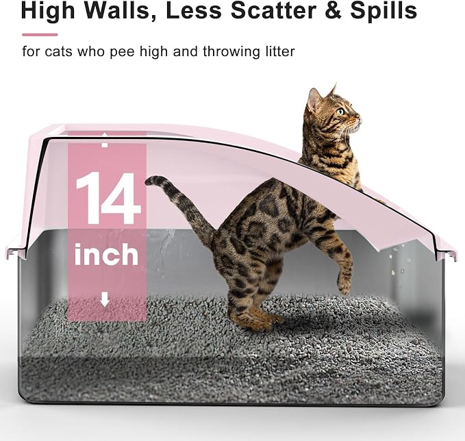 AIPERRO Stainless Steel Litter Box | XXL Deepened 8" Design Metal Cat Box | High Sided with Lid for Big Cats | Anti-Urine Leakage | Non-Stick Bottom & Easy to Clean | Includes Litter Mat & Metal Scoop