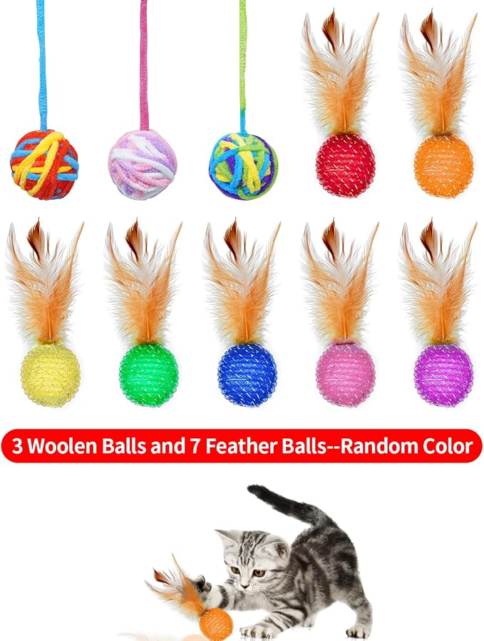 PET SHOW 10 Pack String Toys Cat Balls for Indoor Cats Kitten
